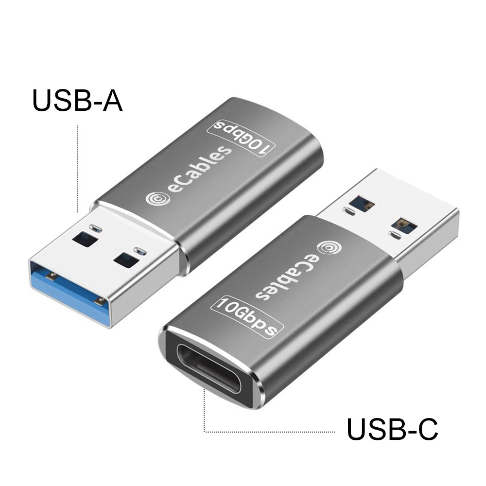 USB-C Female to USB-A Male 3.1 Adapter Gray