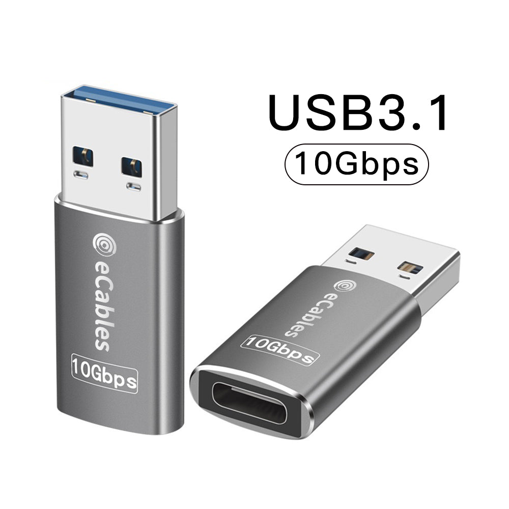 USB-C Female to USB-A Male 3.1 Adapter Gray